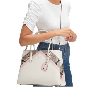 NWT Kate Spade Medium Top Zip Satchel w/ Light Pink & Snakeskin Details